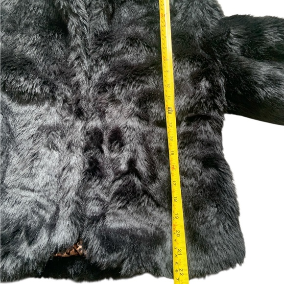 Costa Blanca Black Faux Fur Jacket with Ribbon Tie Size 8 - Picture 6 of 7